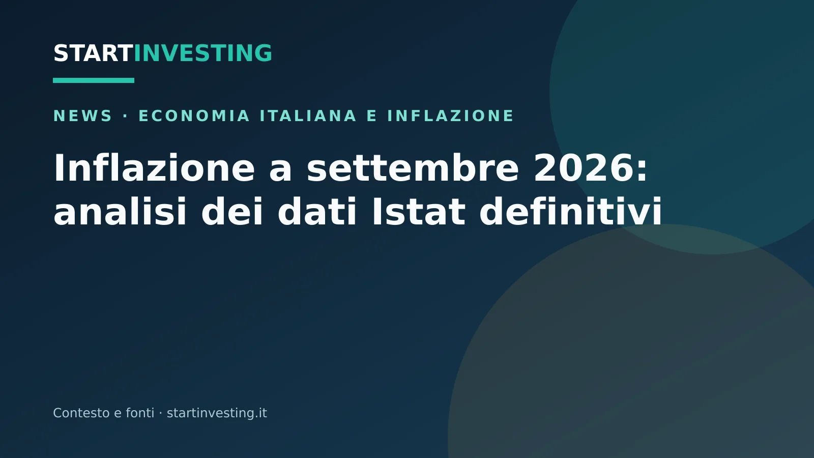 Illustrazione originale StartInvesting per la notizia: Inflazione a settembre 2026: analisi dei dati Istat definitivi