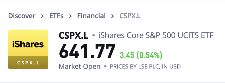 Esempio di ETF reale: iShares Core S&P 500 CSPX 