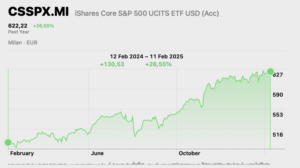 Rendimento S&P500 in un anno 2024.