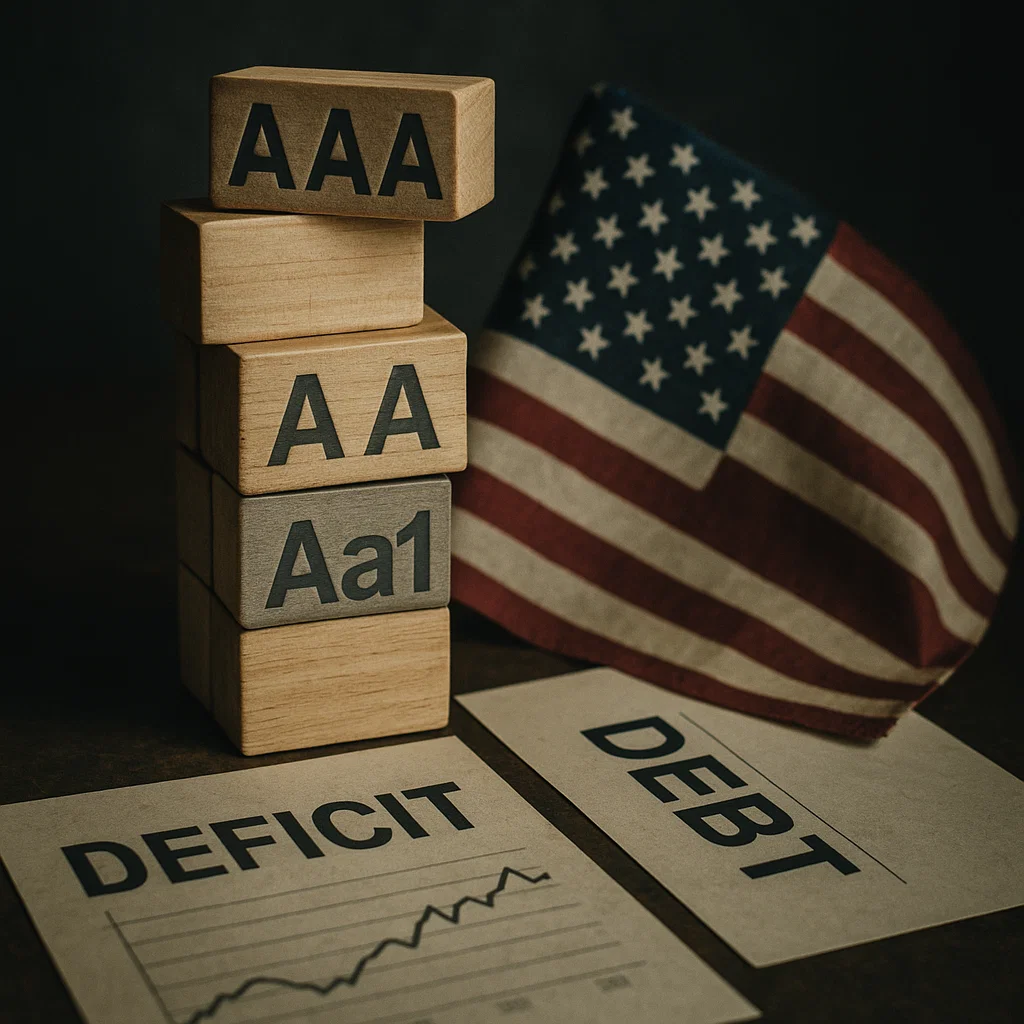 Moody’s declassa gli USA da AAA a AA1. Scendono le borse.